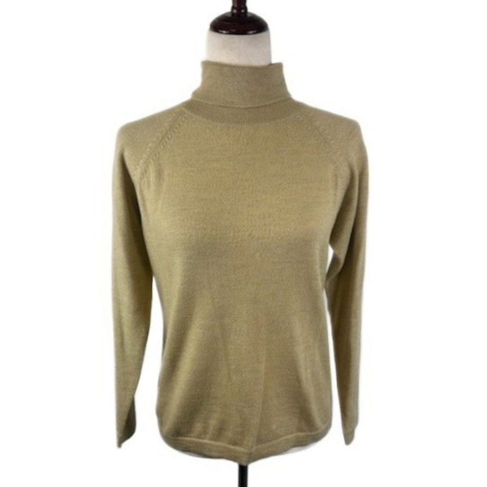 Jones New York Country Merino Wool Tan Turtleneck Sweater Size‎ P/S Petite